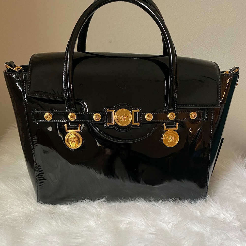 Versace Top Handle Patent Leather Bag